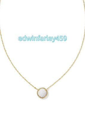 Volleyball Gold Short Pendant Necklace in White Mother-of-Pearl